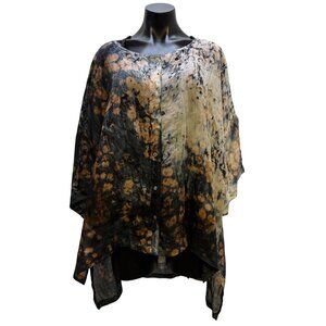 Gilda Midani Hand-Dyed Gray & Pink Button-Front Tunic Top OS